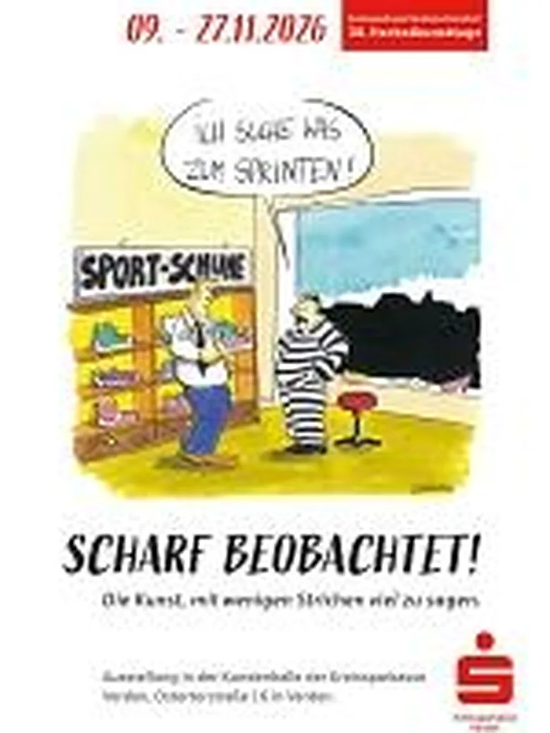 Herbstkunsttage der Kreissparkasse Verden: Ausstellung „Scharf beobachtet!" - Die Kunst, mit wenigen Strichen viel zu sagen