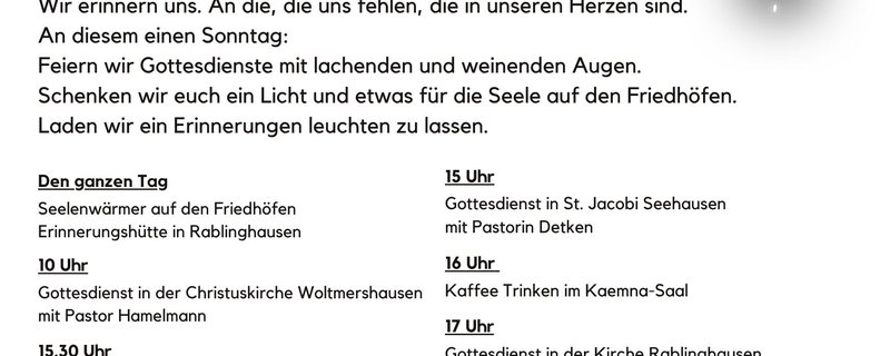 BEIM NAMEN - Gottesdienst am Totensonntag