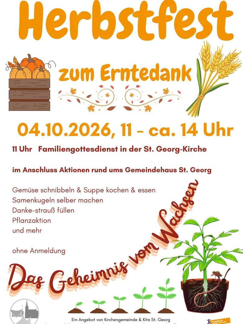 Gottesdienst zum Erntedankfest mit Konfirmand:innen und Kita in der St. Georgs-Gemeinde