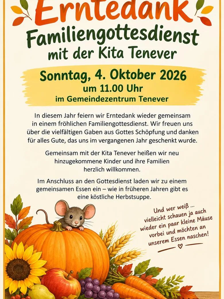 Familiengottesdienst zu Erntedank in Tenever mit Pastor Wichmann
