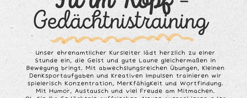 Fit im Kopf – Gedächtnistraining