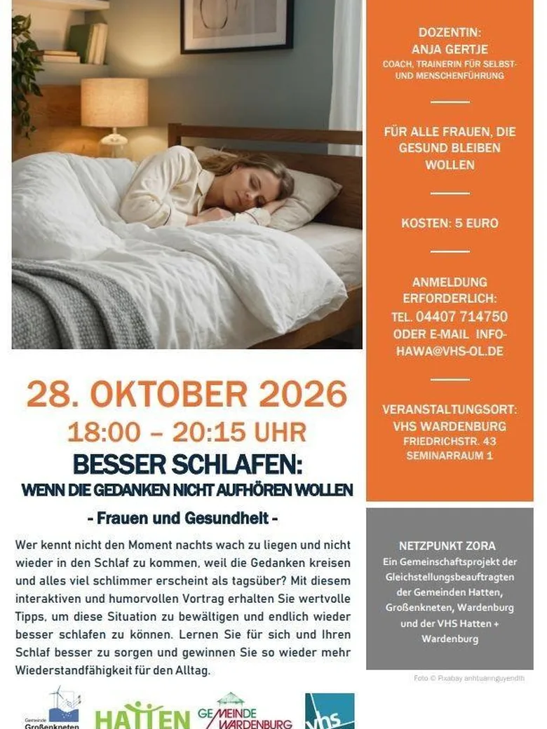 Vortrag "Frauen und Gesundheit: Besser schlafen - Wenn die Gedanken nicht aufhören wollen"