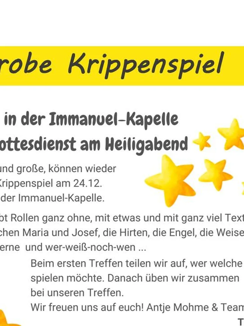 Krippenspiel-Probe für Immanuel-Kapelle