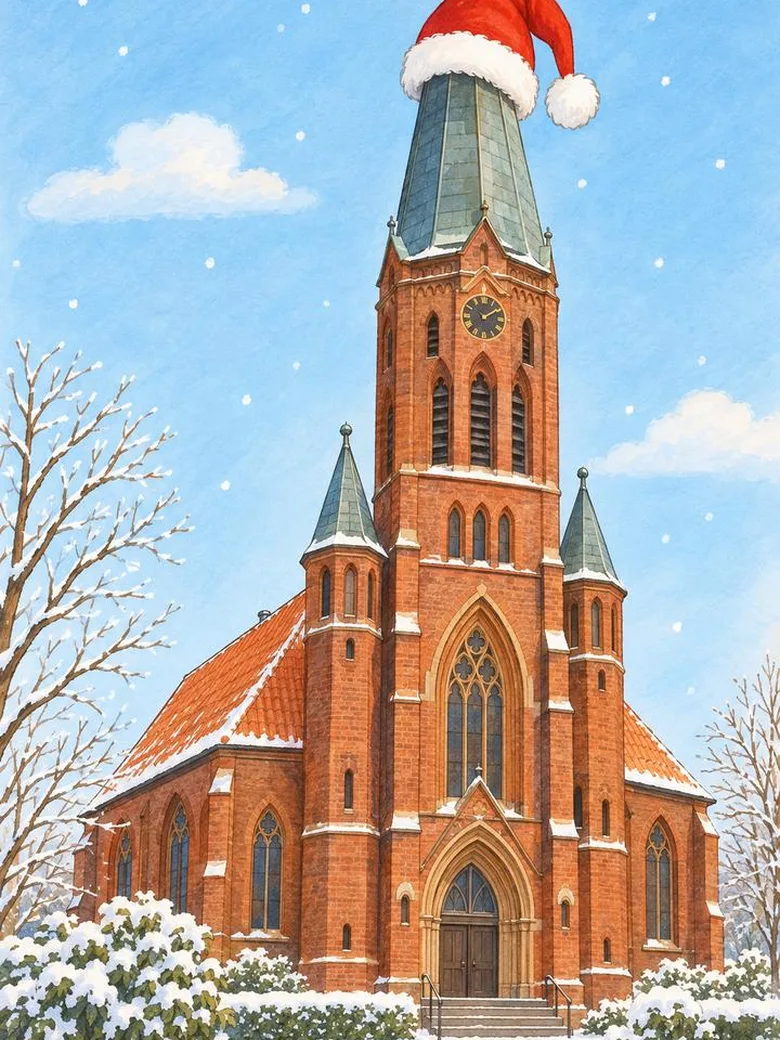 Nikolaus-Kirche - Nikolaus Laufen in und um die Kirche herum