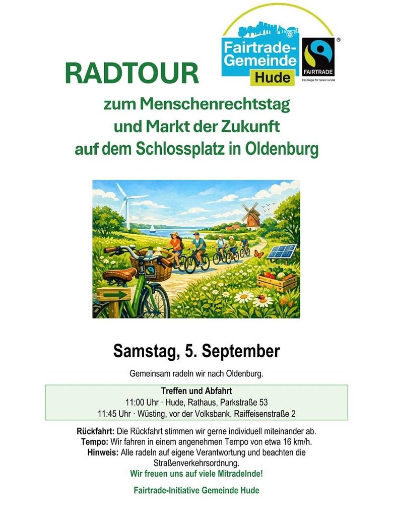 Radtour zum Menschenrechtstag und Markt der Zukunft