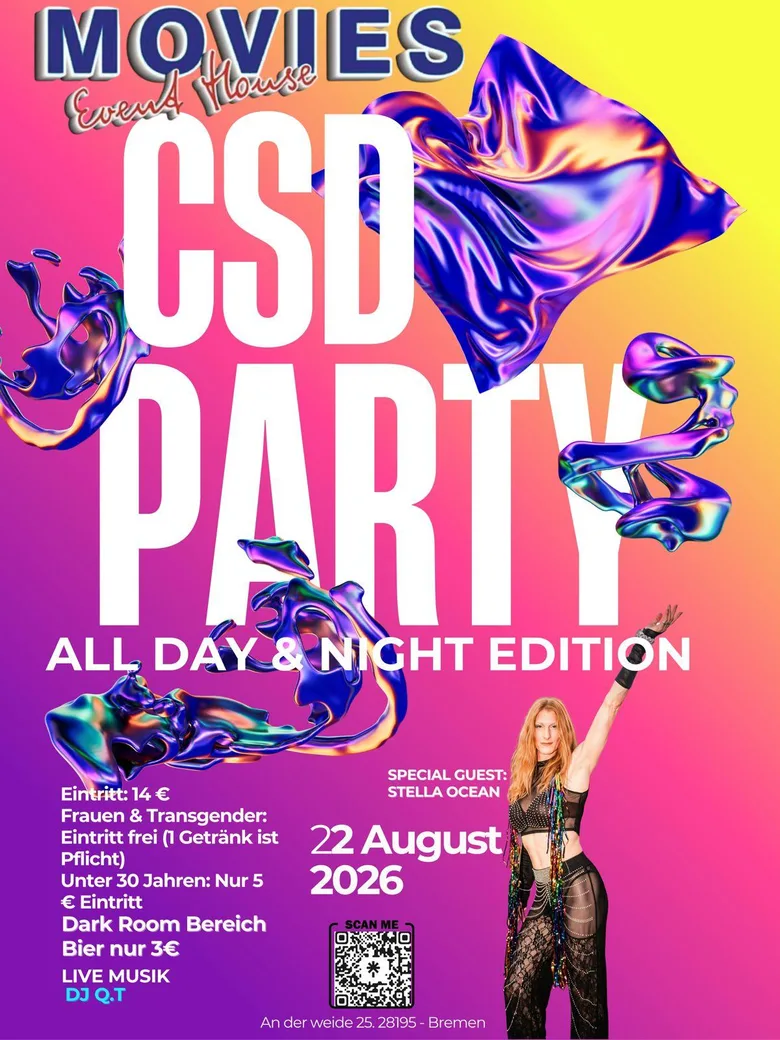 CSD BREMEN PRIDE DAY & NIGHT 2026 – MOVIES EVENT HOUSE